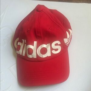 Adidas Red and White Baseball Cap with Curved Brim